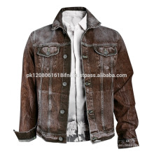 Brown cowboy vintage style jeans jacket for men and women custom made